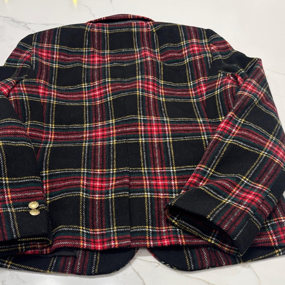 J. Crew Black Plaid Blazer with Red and Cream Accents - Picture 15 of 16